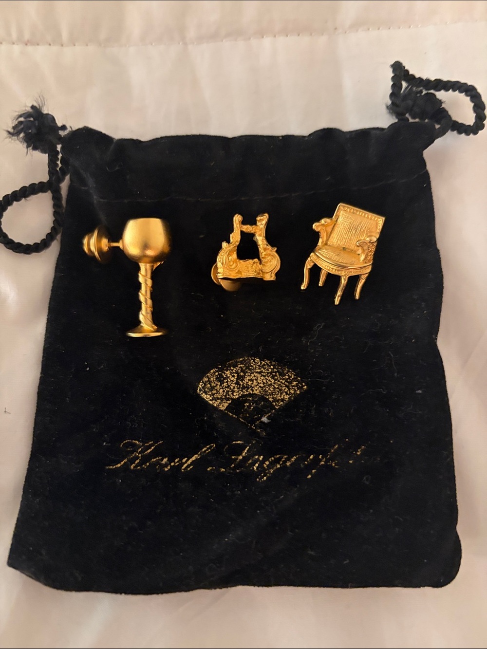Vintage Karl Lagerfeld KL Miniature Figural Pin Set of 3 Rare